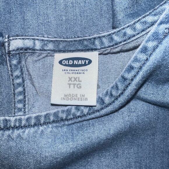 Old Navy women’s size XXL sleeveless chambray denim keyhole back tank top Y2K - Picture 6 of 7